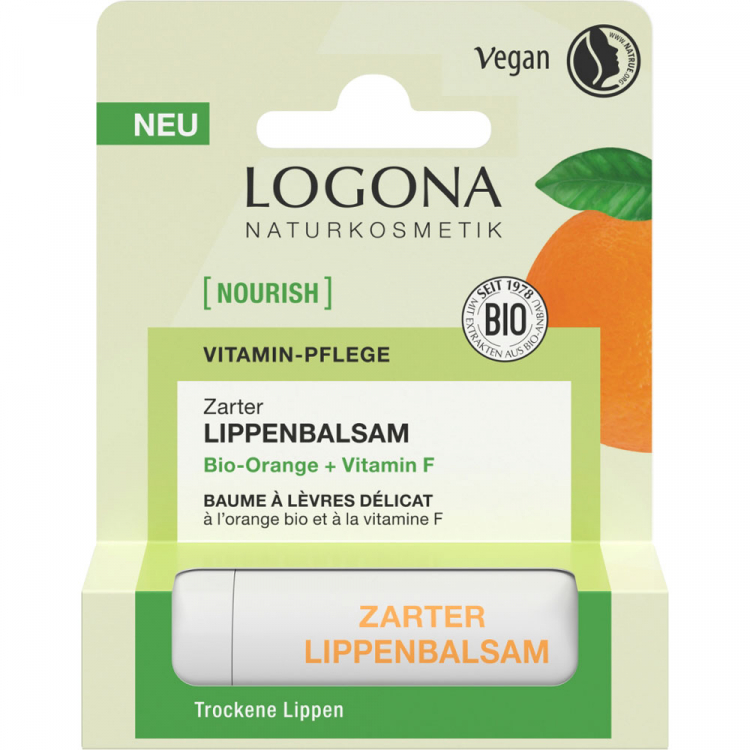 LOGONA Нежный бальзам для губ "Био-Апельсин" 5 г