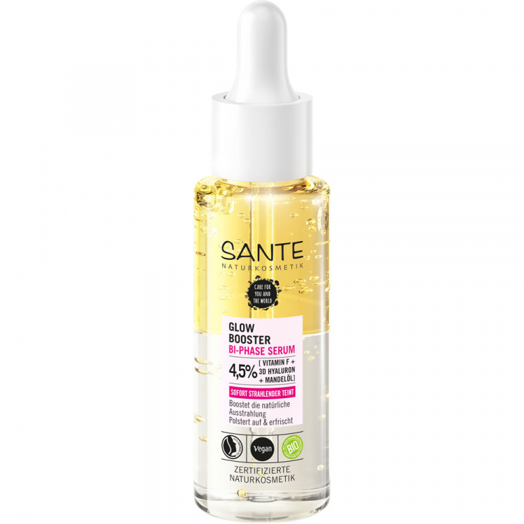 SANTE Glow Boost Двухфазная сыворотка с 3D-гиалуроном, витамином F и миндалем 30 мл